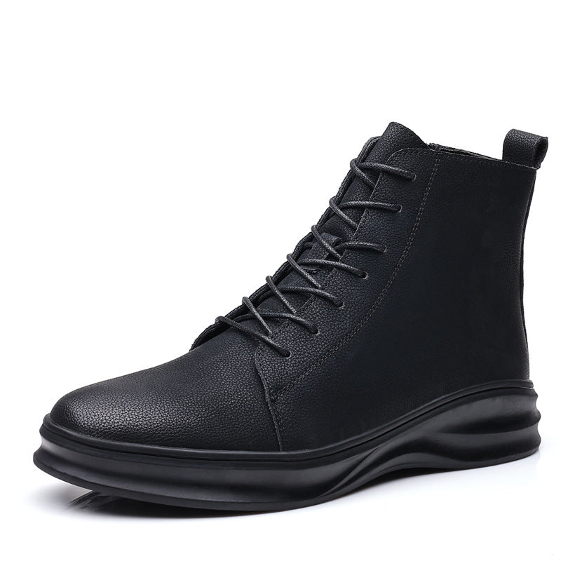 Flat Heel Black Internal Mesh Round Toe Martin Boots