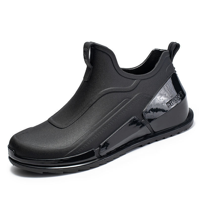 Rain Boots Men's Trendy Short Slip On The Thick Soles Outside The Kitchen