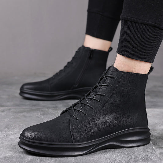 Flat Heel Black Internal Mesh Round Toe Martin Boots