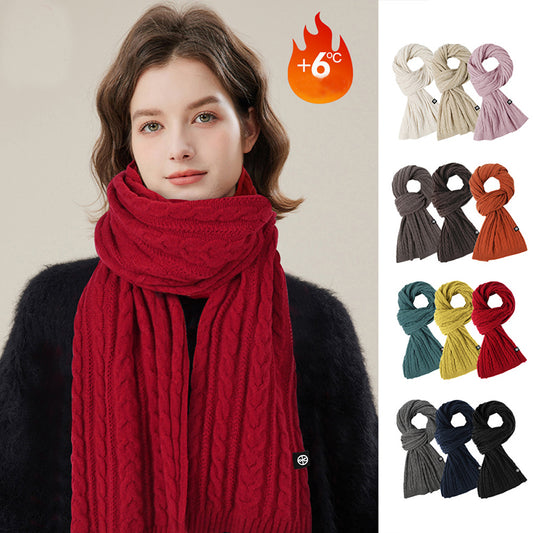 Solid Color Scarf For Women Winter Warm Fashion Versatile  Shawl Korean Style Sweet Knitted Woolen Long Scarf