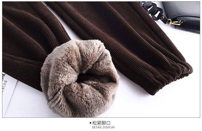 Chenille Fleece-lined Thick High Waist Thin Looking Jogger Pants