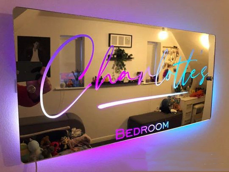 Personalized Name Mirror Light For Bedroom LED Light Up Mirror For Wall Custom Photo Christmas Valentine's Day Wedding Gifts