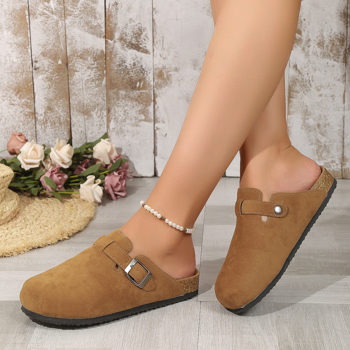 Women's Thick-soled Retro Square Toe Slippers