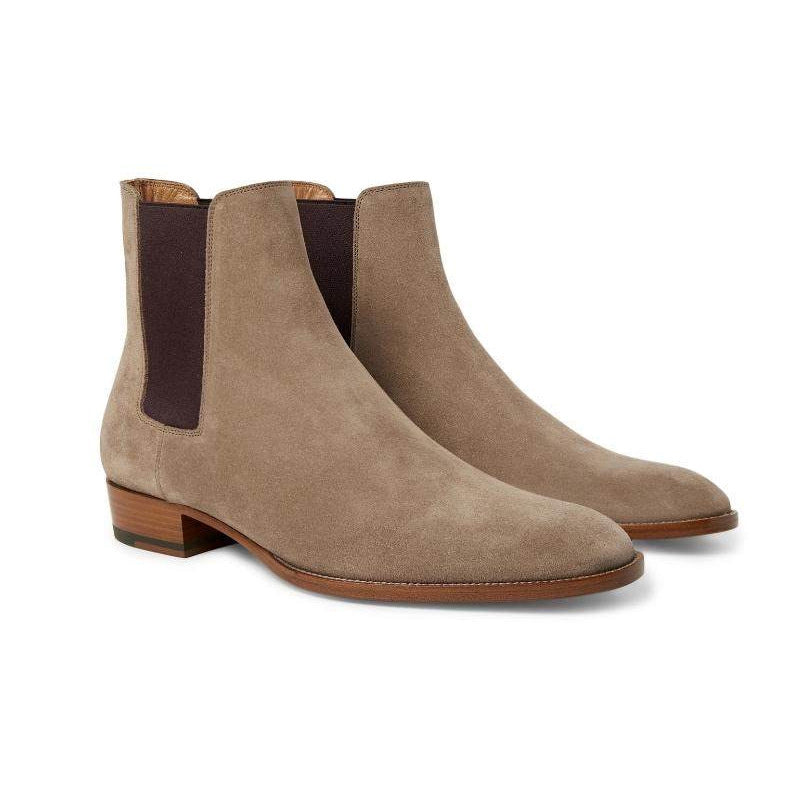 Men's Leather Nubuck Pointed Toe Low-top Martin Boots