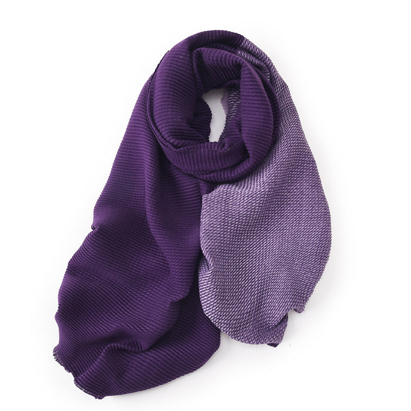 Gradient Mixed-color Scarf Winter Double-sided Wrinkled Imitation Cashmere Scarf Popular Versatile And Elegant Shawl For Women