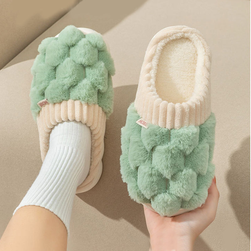 Men's And Women's Fashion Household Indoor Warm Non-slip Plush Slippers