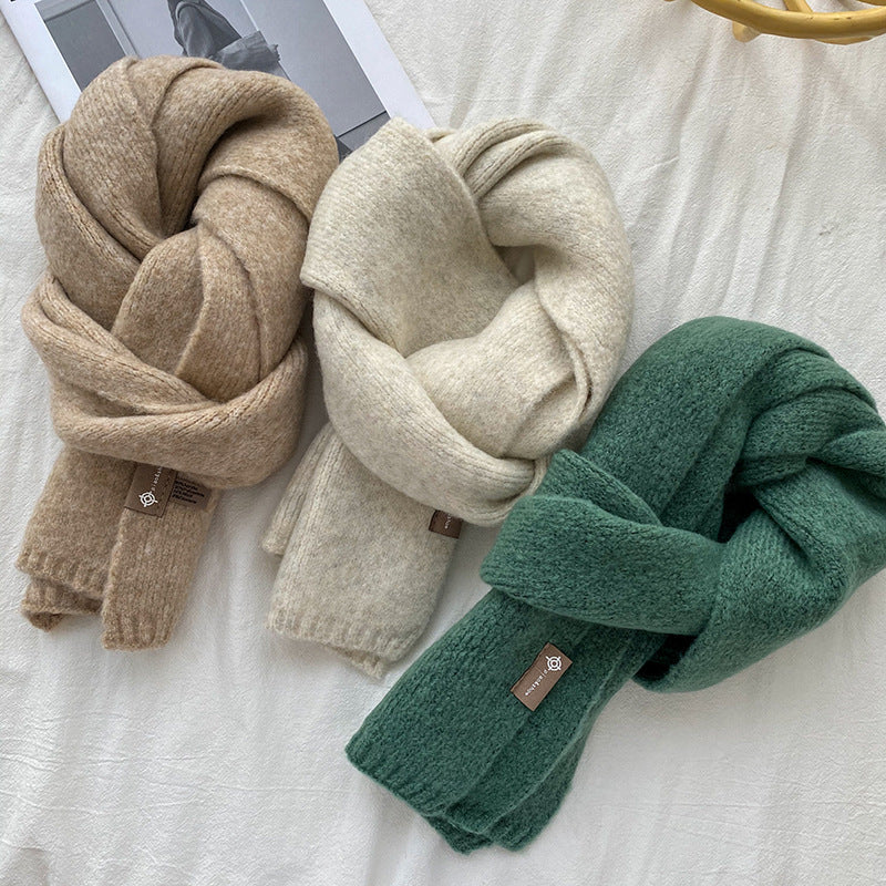 Warm Wool Scarf Women's Korean Style Sweet Version Solid Scarf Autumn And Winter