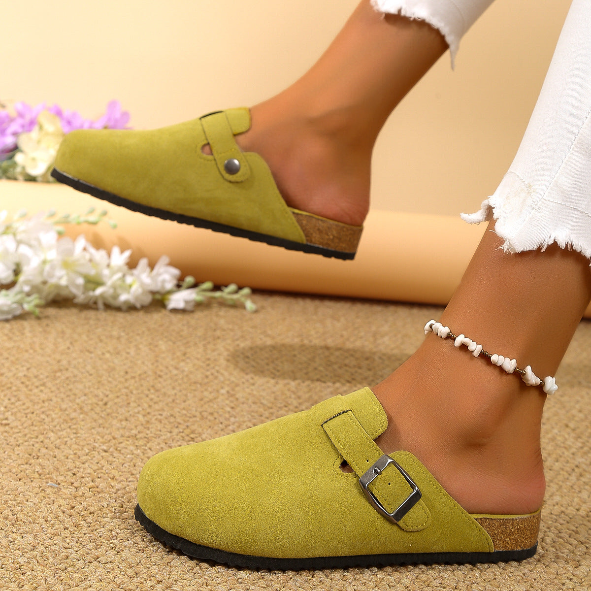 Women's Thick-soled Retro Square Toe Slippers