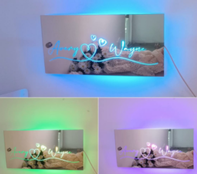 Personalized Name Mirror Light For Bedroom LED Light Up Mirror For Wall Custom Photo Christmas Valentine's Day Wedding Gifts