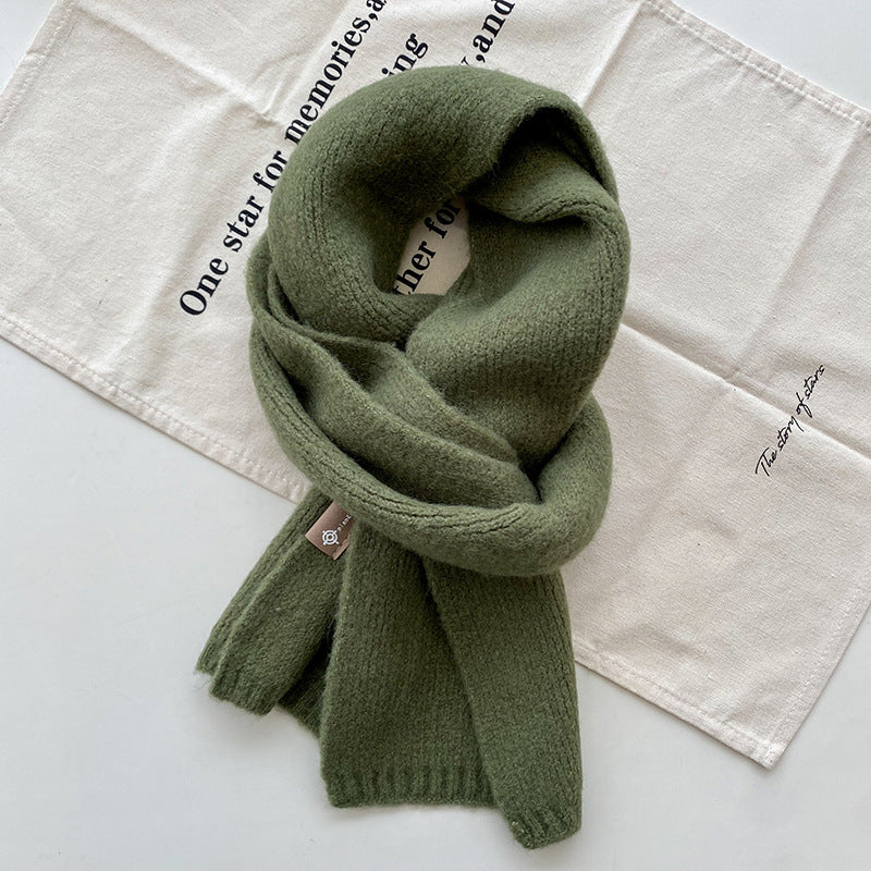 Warm Wool Scarf Women's Korean Style Sweet Version Solid Scarf Autumn And Winter