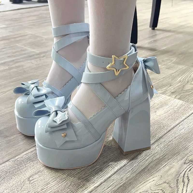 Women's Mary Jane Sweet Round Toe Cute Chunky Heel High Heels